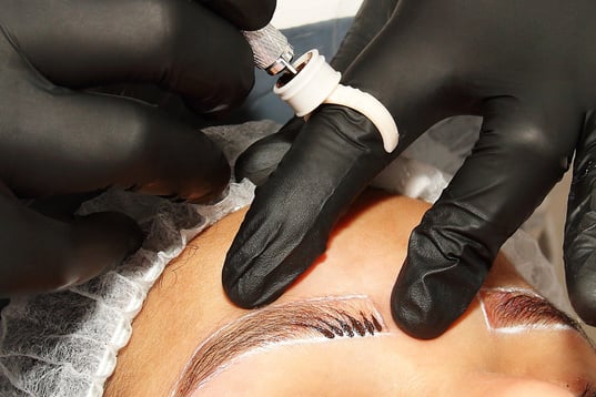 Eyebrow microblading procedure, salon